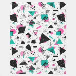 Retro Memphis Geometric Pattern Fleece Blanket