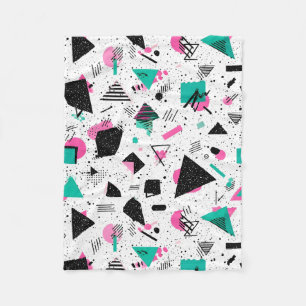 Retro Memphis Geometric Pattern Fleece Blanket