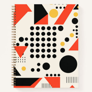 Retro Memphis Style Geometric Red and Black Notebook