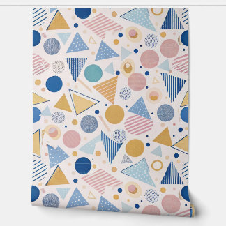 Retro Memphis Style Geometric Seamless Pattern Wallpaper