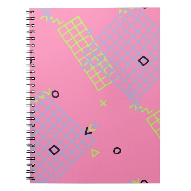 Retro Memphis Texture. Seamless Background in Tren Notebook (Front)