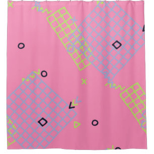 Retro Memphis Texture. Seamless Background in Tren Shower Curtain