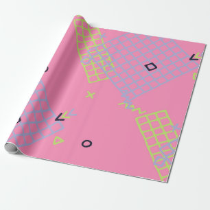 Retro Memphis Texture. Seamless Background in Tren Wrapping Paper