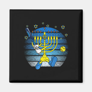 Retro Menorah Playing Softll Happy Hanukkah Pjs Bo Magnet