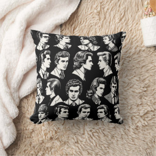 Retro Men's Hairstyles Illustration Cushion