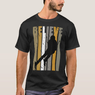 Retro Mens Skiing Ski Winter Race Racing Believe D T-Shirt