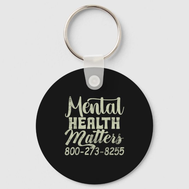 Retro Mental Health S 800-273-8255 Awareness  Key Ring (Front)