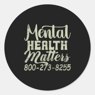 Retro Mental Health S 800-273-8255 - Mental Health Classic Round Sticker