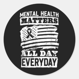 Retro Mental Health S Awareness All Day Everyday  Classic Round Sticker