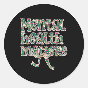 Retro Mental Health S Awareness Floral Coquette Ou Classic Round Sticker