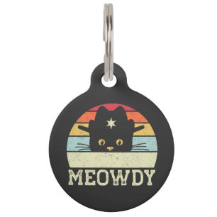 Retro Meowdy Cat Meme Funny Cowboy Cat Hat Gift Pet Tag