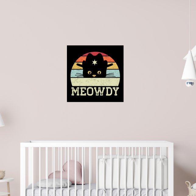 Retro Meowdy Cat Meme Funny Cowboy Cat Hat Gifts  Poster (Nursery 2)