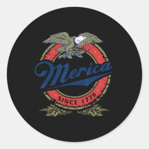 Retro Merica Eagle 4th Of July Funny Usa Men Women Classic Round Sticker