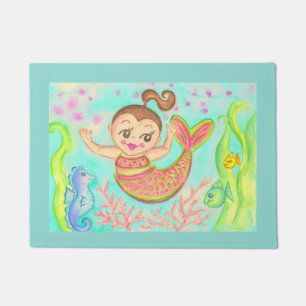 Retro Mermaid Doormat Rug 