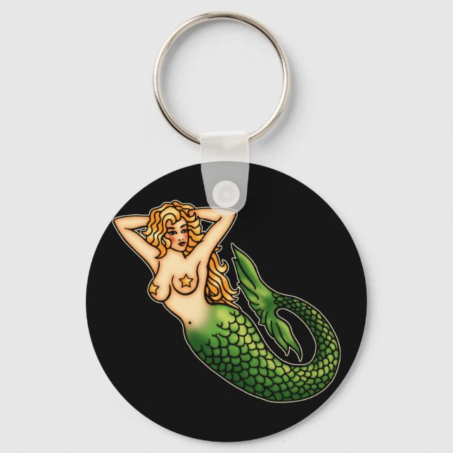 Retro Mermaid Key Ring (Front)