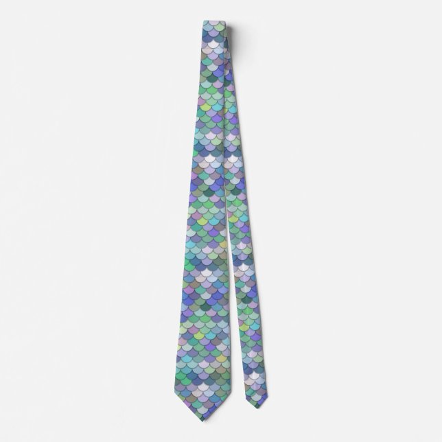 Retro Mermaid Scale Pattern Pastel Colours  Tie (Front)