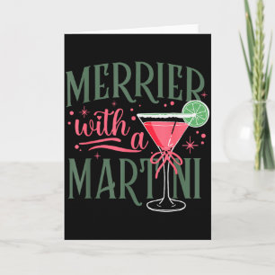 Retro Merrier With A Martini Tail Lover Merry Xmas Card