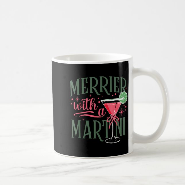 Retro Merrier With A Martini Tail Lover Merry Xmas Coffee Mug (Right)
