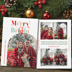Retro Merry and Bright Arch Photo Christmas Holiday Card
