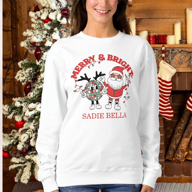 Retro Merry And Bright Christmas Sweatshirt (Creator Uploaded)