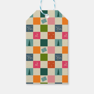 Retro Merry and Bright Christmas Wrapping Paper Gift Tags