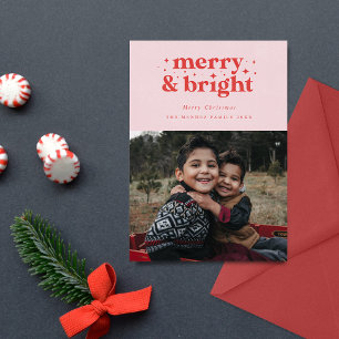 Retro Merry and Bright Family Christmas Holiday Card