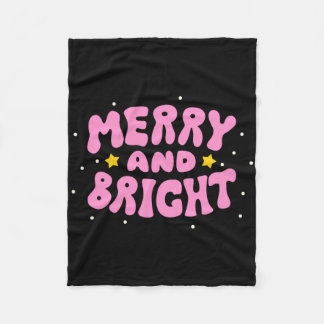 Retro Merry And Bright Holiday Design  Fleece Blanket