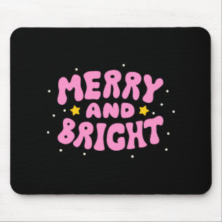 Retro Merry And Bright Holiday Design  Mouse Mat