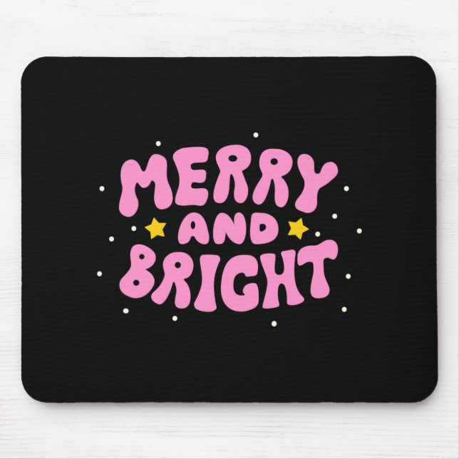 Retro Merry And Bright Holiday Design  Mouse Mat (Front)