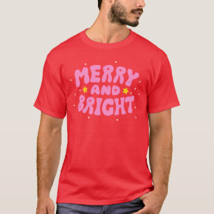 Retro Merry and Bright Holiday Design T-Shirt
