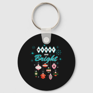 Retro Merry And Bright Mid-century Modern Christma Key Ring