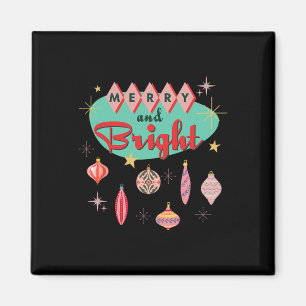 Retro Merry And Bright Mid-century Modern Christma Magnet