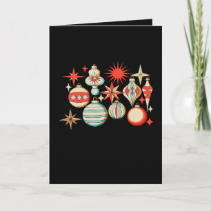 Retro Merry And Bright Modern Christmas Ornament Card
