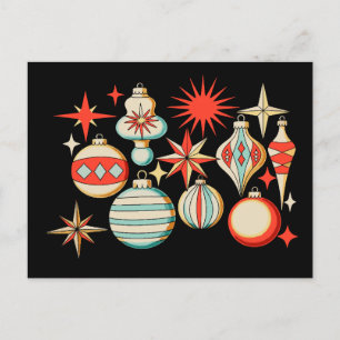Retro Merry And Bright Modern Christmas Ornament Holiday Postcard