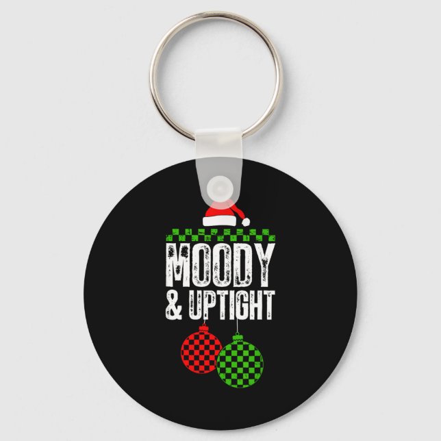 Retro Merry And Bright Moody And Uptight Couples C Key Ring (Front)