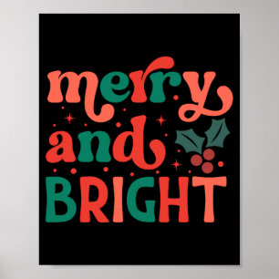 Retro Merry Bright Christmas Baby Poster