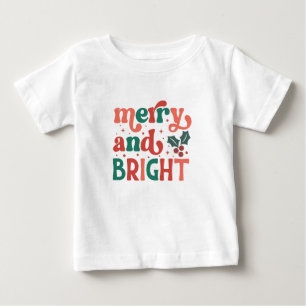 Retro Merry & Bright Christmas  Baby T-Shirt