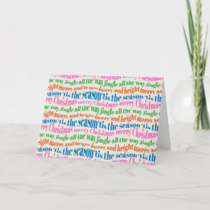 Retro Merry & Bright Colourful Christmas Script Holiday Card
