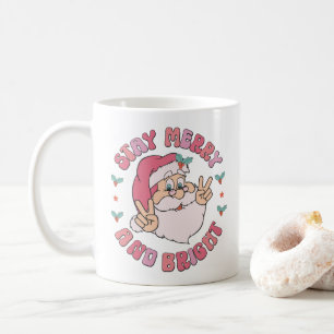 Retro Merry & Bright Santa Coffee Mug
