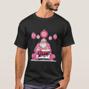 Retro Merry Bright Vintage Santa Claus Pink Christ T-Shirt