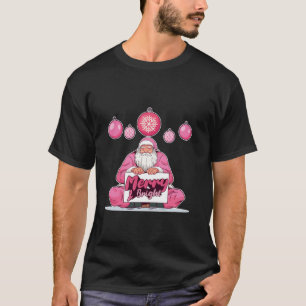 Retro Merry Bright Vintage Santa Claus Pink Christ T-Shirt