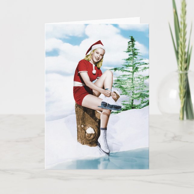 Retro Merry Christmas 1940's Holiday Card (Front)