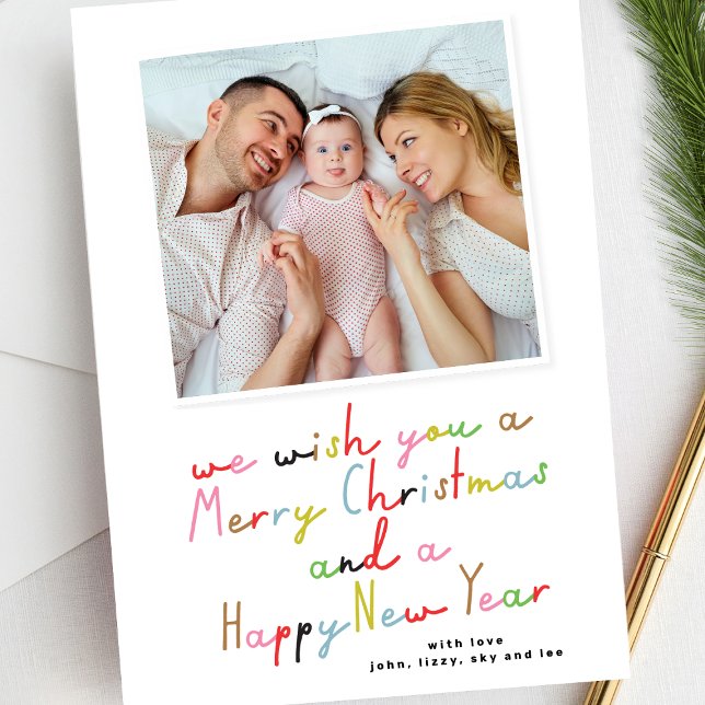 retro MERRY CHRISTMAS and a NEW YEAR photo Holiday Card (Creator Uploaded)