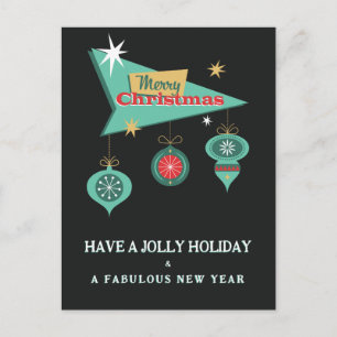 Retro Merry Christmas Billboard Greeting Card