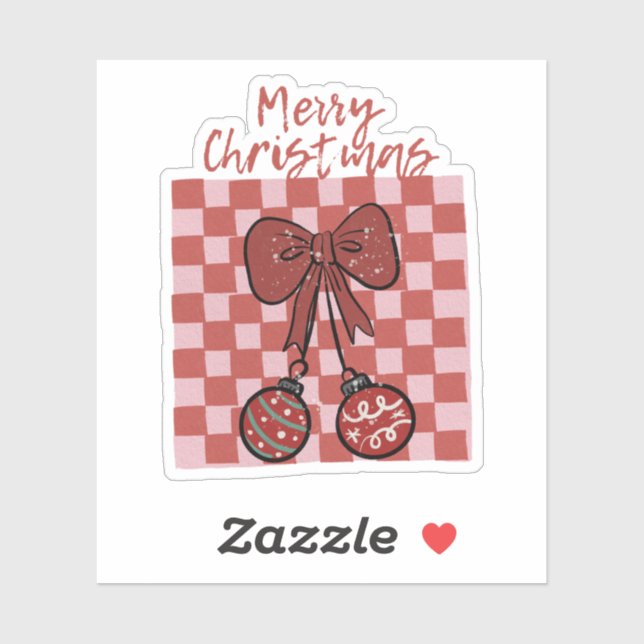 Retro Merry Christmas Bow and Ornaments Design (Sheet)