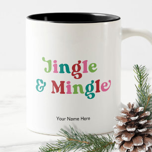 Retro Merry Christmas Bright Fun Holiday Christmas Two-Tone Coffee Mug