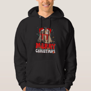Retro Merry Christmas Cat Meowy Cute X mas Groovy Hoodie