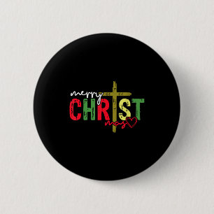 Retro Merry Christmas Cross Christian Jesus Xmas W 6 Cm Round Badge