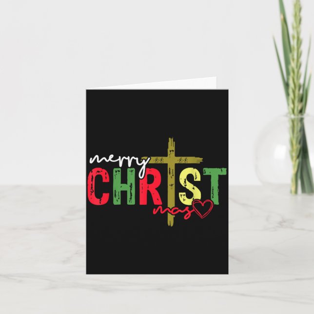Retro Merry Christmas Cross Christian Jesus Xmas W Card (Front)