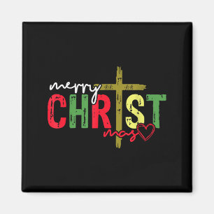 Retro Merry Christmas Cross Christian Jesus Xmas W Magnet